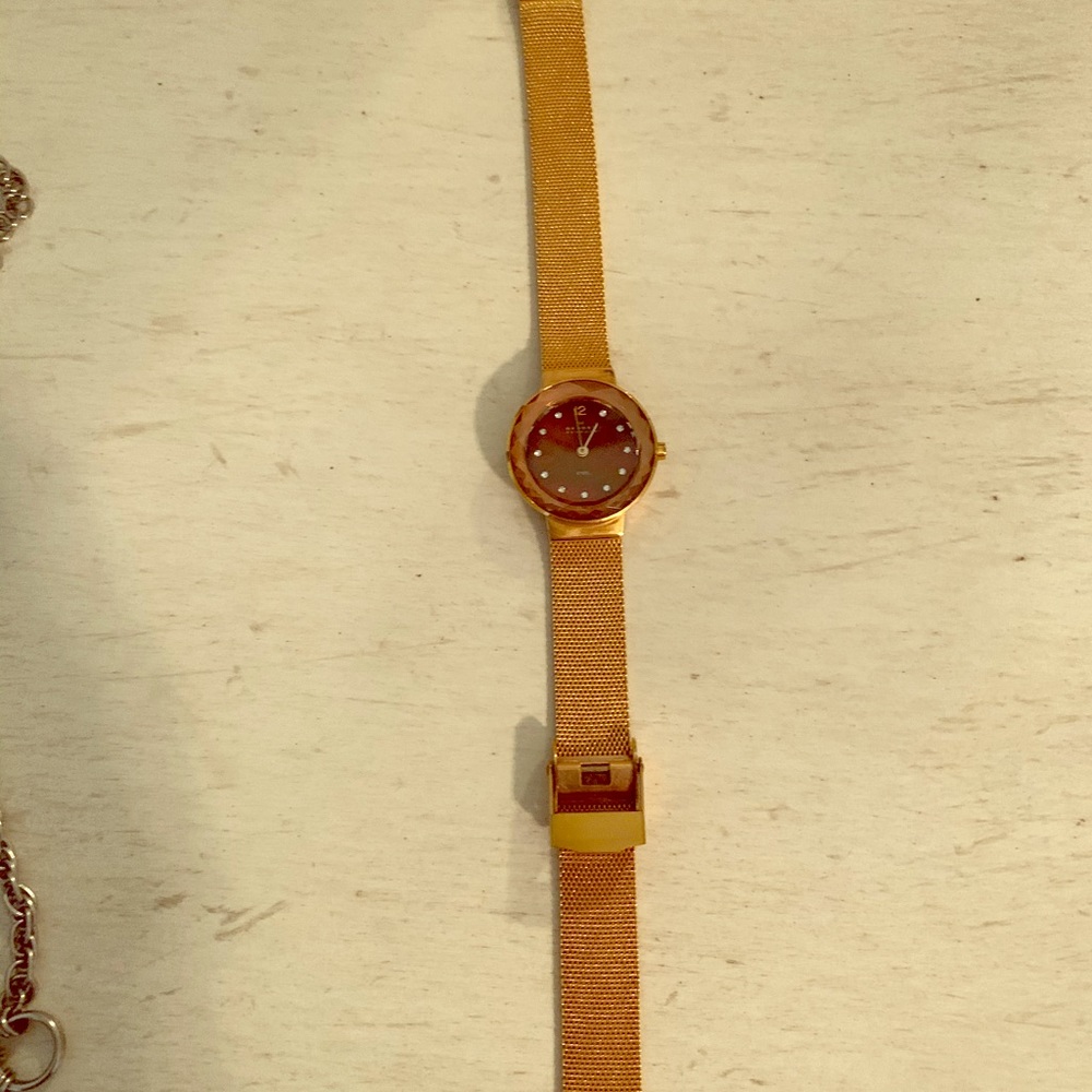 Skagen bronze watch with simulated diamonds